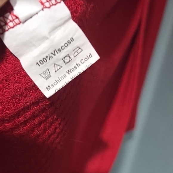 Women's Red Open Front Sweater - Picture 6 of 7